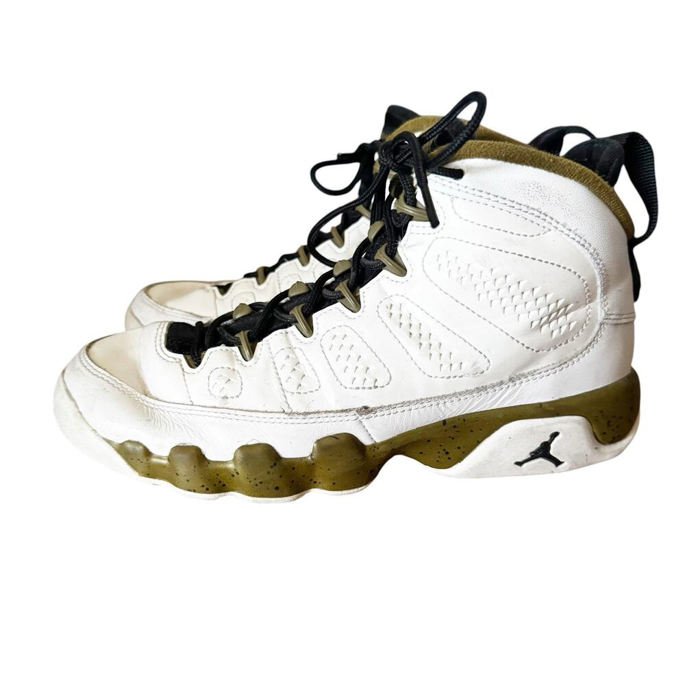 Nike Air Jordan 9 Retro White Militia Green Statue Olive GS Sz 5.5Y 302359-109